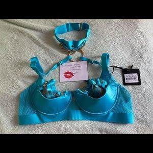 Honey Birdette Jasmine bra 38D & stockings NWT